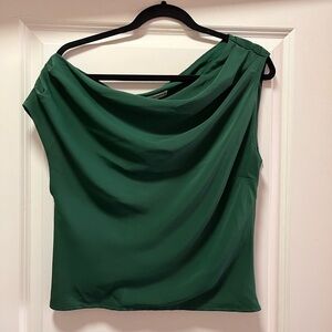 Abercrombie & Fitch Emerald Green Draped Cowl Neck Blouse